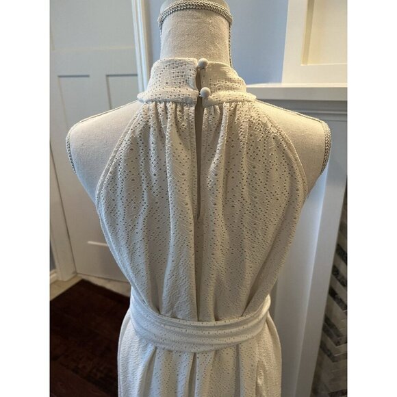 Michael Michael Kors Creamy White Eyelet Flowy Halter Neck Dress Size M - Picture 7 of 10
